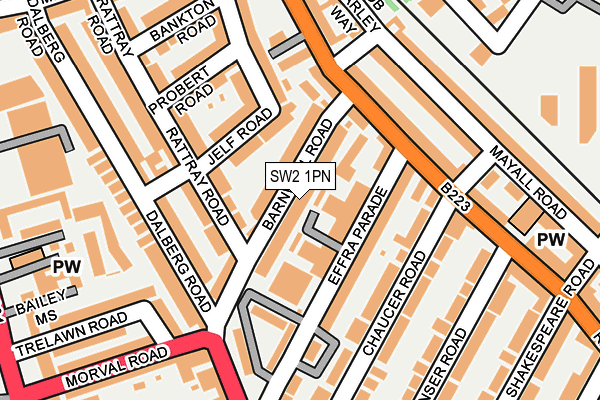SW2 1PN map - OS OpenMap – Local (Ordnance Survey)