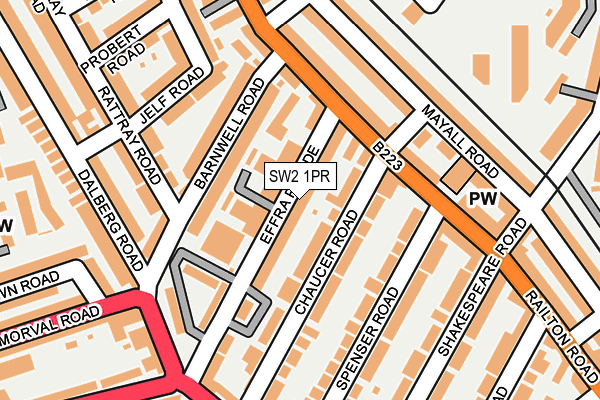SW2 1PR map - OS OpenMap – Local (Ordnance Survey)