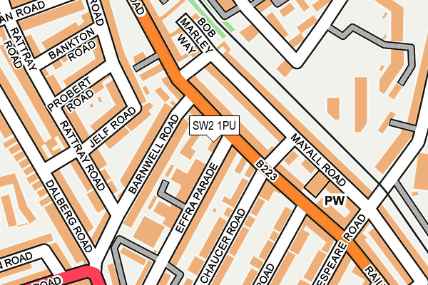 SW2 1PU map - OS OpenMap – Local (Ordnance Survey)