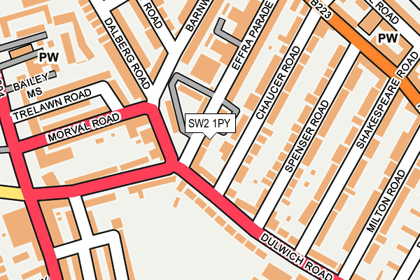 SW2 1PY map - OS OpenMap – Local (Ordnance Survey)
