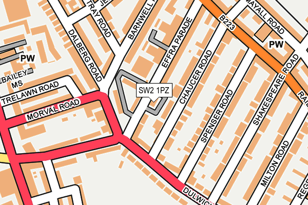 SW2 1PZ map - OS OpenMap – Local (Ordnance Survey)