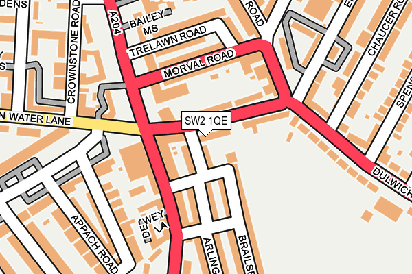 SW2 1QE map - OS OpenMap – Local (Ordnance Survey)