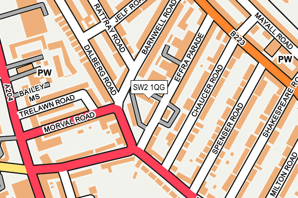 SW2 1QG map - OS OpenMap – Local (Ordnance Survey)