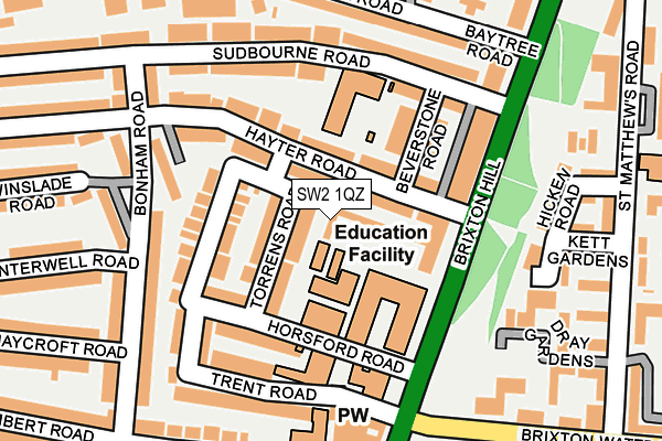 SW2 1QZ map - OS OpenMap – Local (Ordnance Survey)