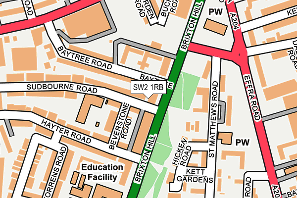 SW2 1RB map - OS OpenMap – Local (Ordnance Survey)