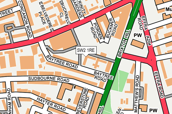 SW2 1RE map - OS OpenMap – Local (Ordnance Survey)