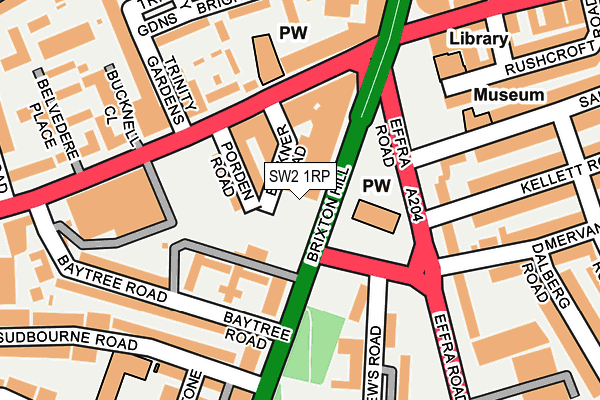 SW2 1RP map - OS OpenMap – Local (Ordnance Survey)
