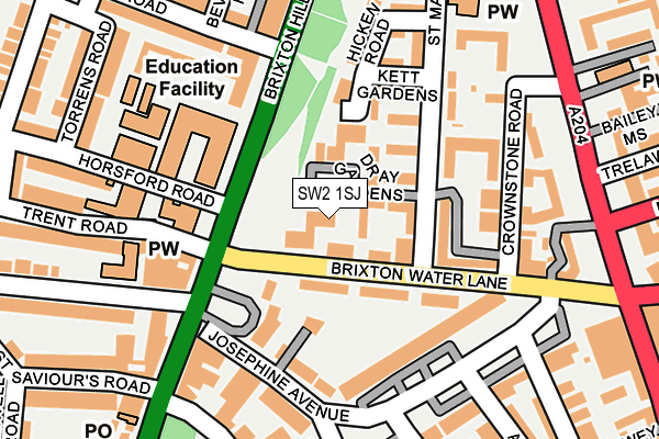 SW2 1SJ map - OS OpenMap – Local (Ordnance Survey)