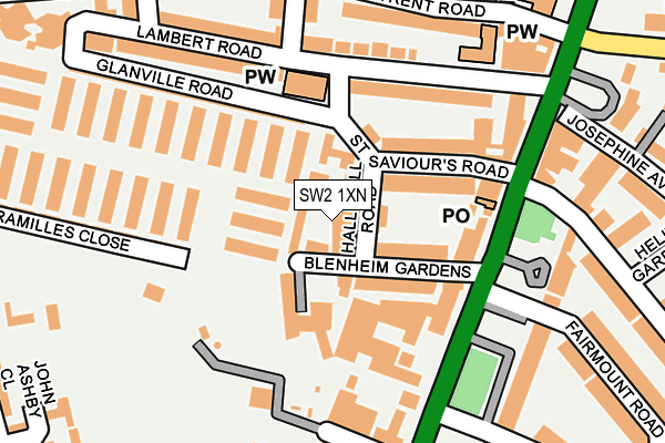 SW2 1XN map - OS OpenMap – Local (Ordnance Survey)
