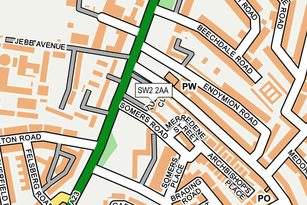 SW2 2AA map - OS OpenMap – Local (Ordnance Survey)