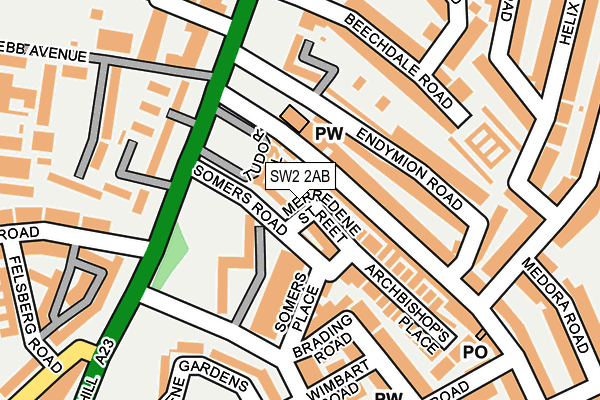 SW2 2AB map - OS OpenMap – Local (Ordnance Survey)