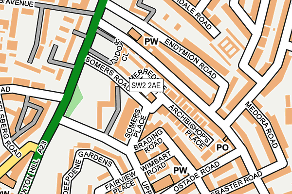 SW2 2AE map - OS OpenMap – Local (Ordnance Survey)