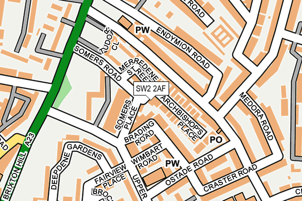 SW2 2AF map - OS OpenMap – Local (Ordnance Survey)