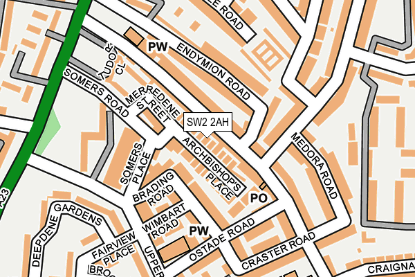 SW2 2AH map - OS OpenMap – Local (Ordnance Survey)