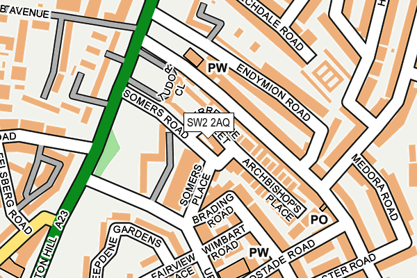 SW2 2AQ map - OS OpenMap – Local (Ordnance Survey)