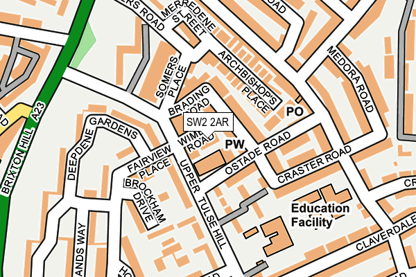 SW2 2AR map - OS OpenMap – Local (Ordnance Survey)