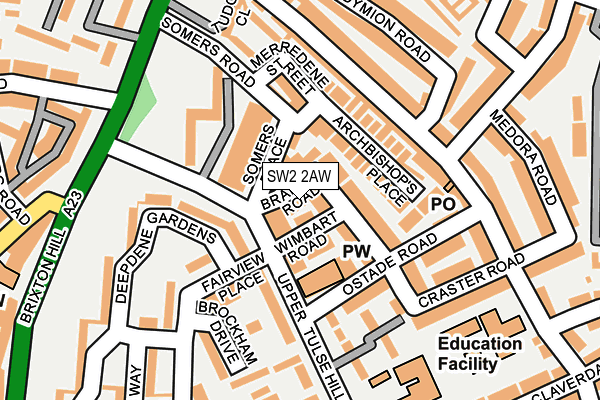 SW2 2AW map - OS OpenMap – Local (Ordnance Survey)