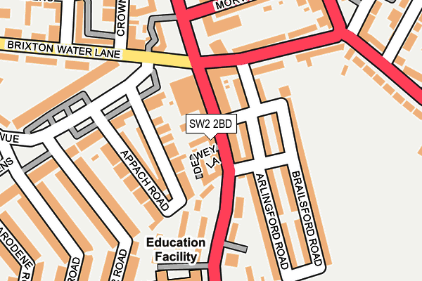 SW2 2BD map - OS OpenMap – Local (Ordnance Survey)