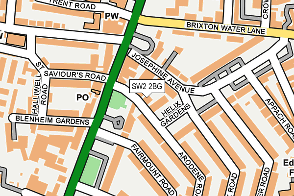 SW2 2BG map - OS OpenMap – Local (Ordnance Survey)