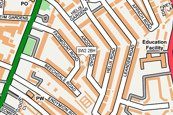 SW2 2BH map - OS OpenMap – Local (Ordnance Survey)