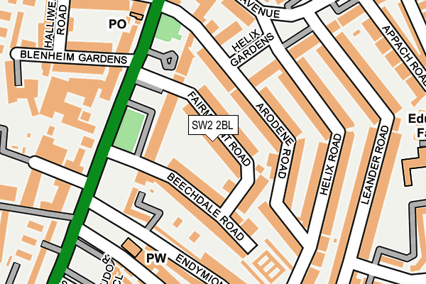 SW2 2BL map - OS OpenMap – Local (Ordnance Survey)