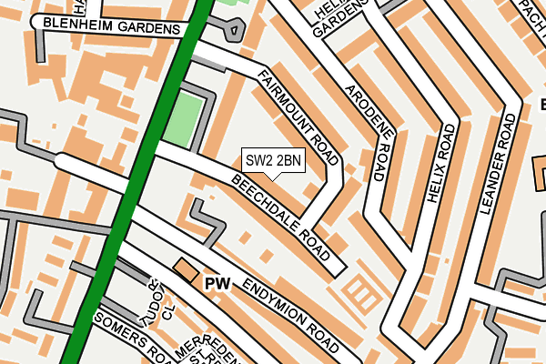 SW2 2BN map - OS OpenMap – Local (Ordnance Survey)