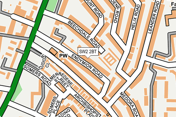 SW2 2BT map - OS OpenMap – Local (Ordnance Survey)