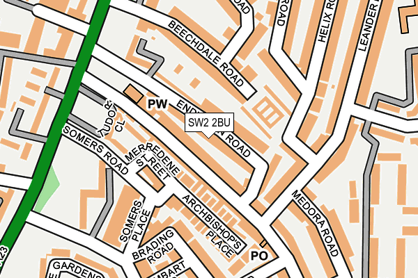 SW2 2BU map - OS OpenMap – Local (Ordnance Survey)