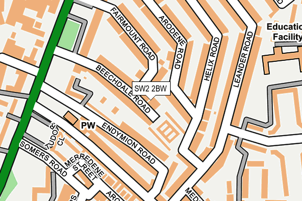 SW2 2BW map - OS OpenMap – Local (Ordnance Survey)