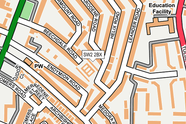 SW2 2BX map - OS OpenMap – Local (Ordnance Survey)
