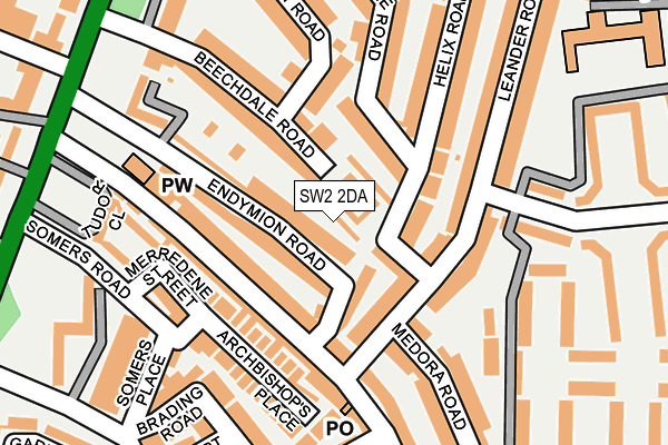 SW2 2DA map - OS OpenMap – Local (Ordnance Survey)