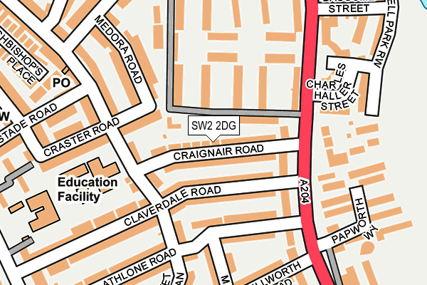 SW2 2DG map - OS OpenMap – Local (Ordnance Survey)