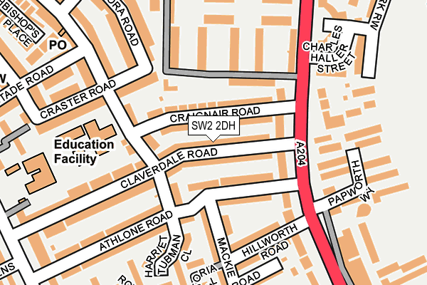 SW2 2DH map - OS OpenMap – Local (Ordnance Survey)