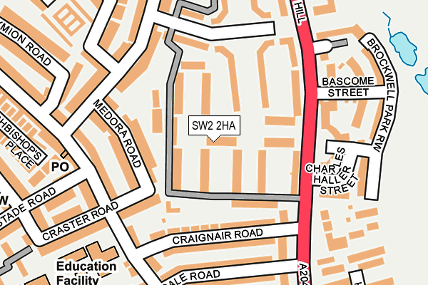 SW2 2HA map - OS OpenMap – Local (Ordnance Survey)