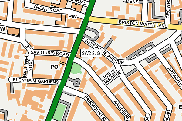 SW2 2JG map - OS OpenMap – Local (Ordnance Survey)