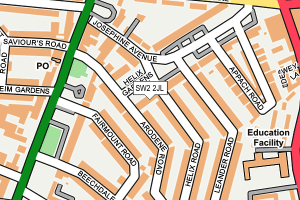 SW2 2JL map - OS OpenMap – Local (Ordnance Survey)