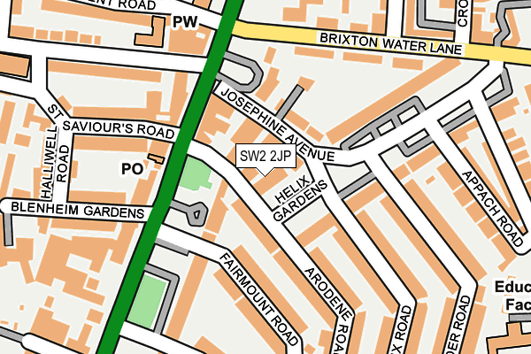 SW2 2JP map - OS OpenMap – Local (Ordnance Survey)