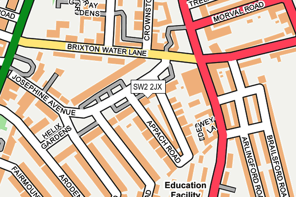 SW2 2JX map - OS OpenMap – Local (Ordnance Survey)
