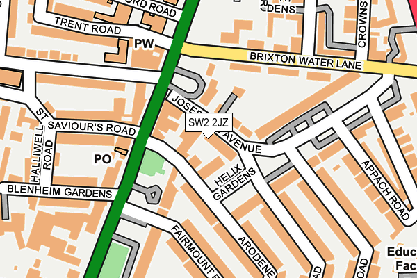 SW2 2JZ map - OS OpenMap – Local (Ordnance Survey)