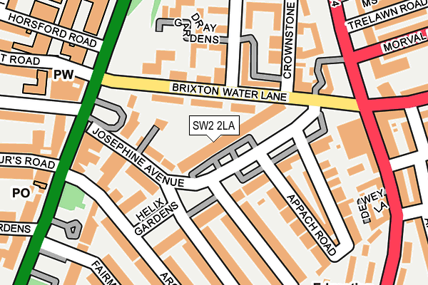 SW2 2LA map - OS OpenMap – Local (Ordnance Survey)