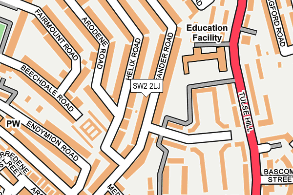 SW2 2LJ map - OS OpenMap – Local (Ordnance Survey)