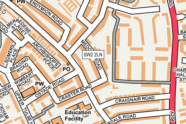 SW2 2LN map - OS OpenMap – Local (Ordnance Survey)