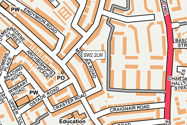SW2 2LW map - OS OpenMap – Local (Ordnance Survey)