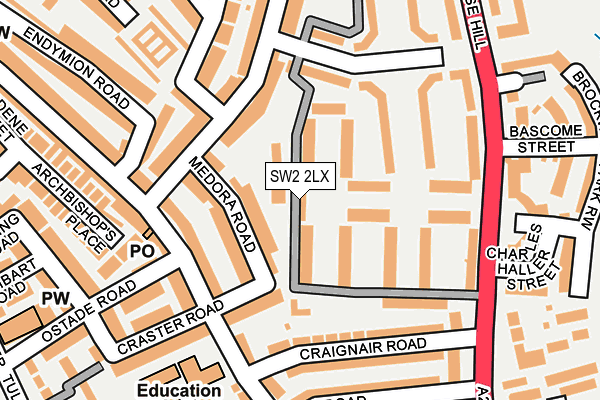 SW2 2LX map - OS OpenMap – Local (Ordnance Survey)