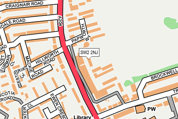 SW2 2NJ map - OS OpenMap – Local (Ordnance Survey)