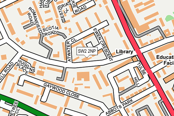 SW2 2NP map - OS OpenMap – Local (Ordnance Survey)