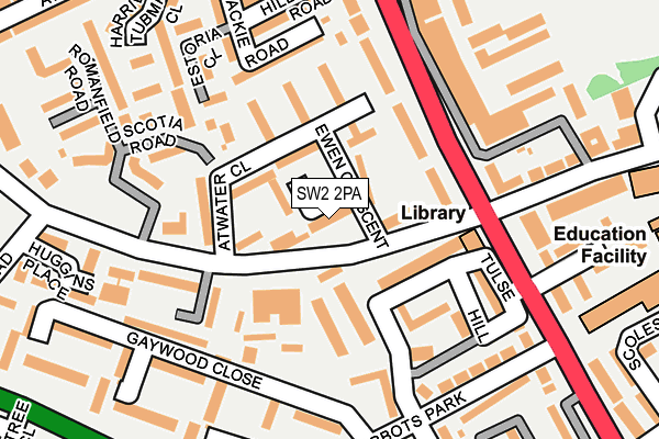 SW2 2PA map - OS OpenMap – Local (Ordnance Survey)