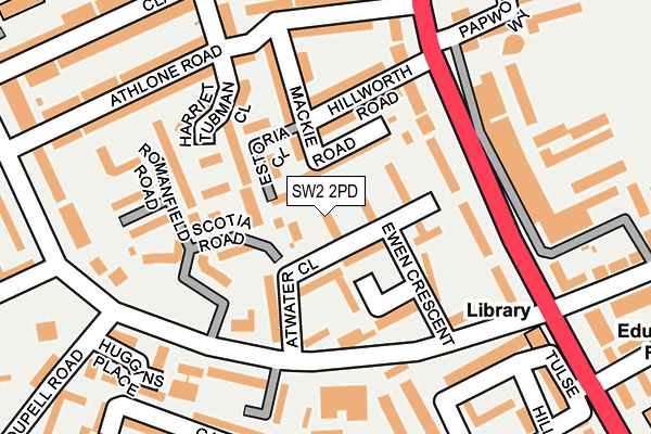 SW2 2PD map - OS OpenMap – Local (Ordnance Survey)