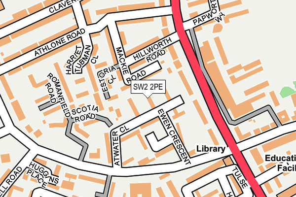 SW2 2PE map - OS OpenMap – Local (Ordnance Survey)