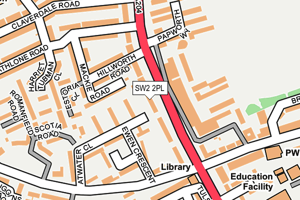 SW2 2PL map - OS OpenMap – Local (Ordnance Survey)